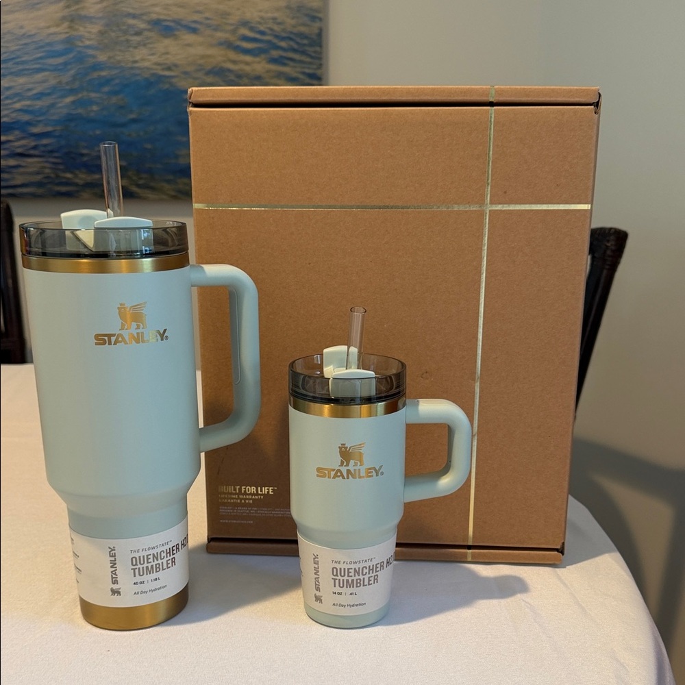 NEW Retired Stanley 14 & 40oz Tumblers Quenchers Gilded Celadon Gift Set
